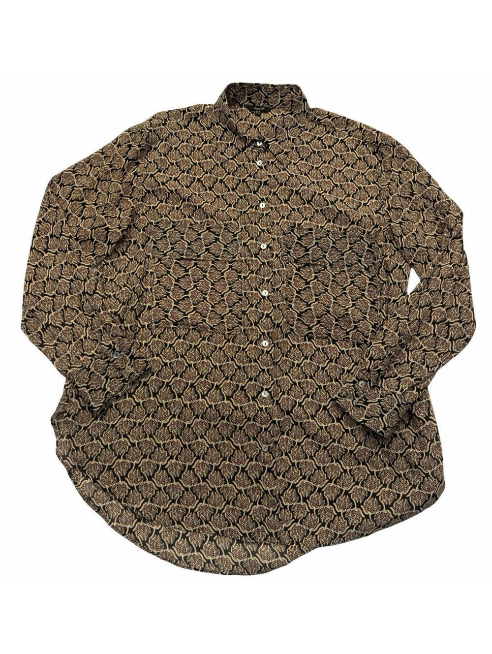 Massimo Dutti Geometric Print Button Down Blouse Beige Size US 10